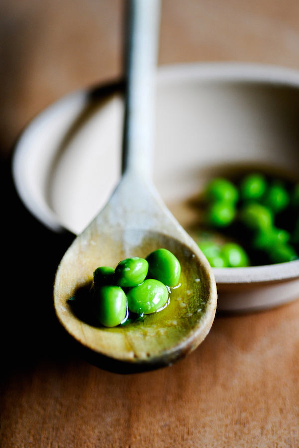 Soybeans on spoon